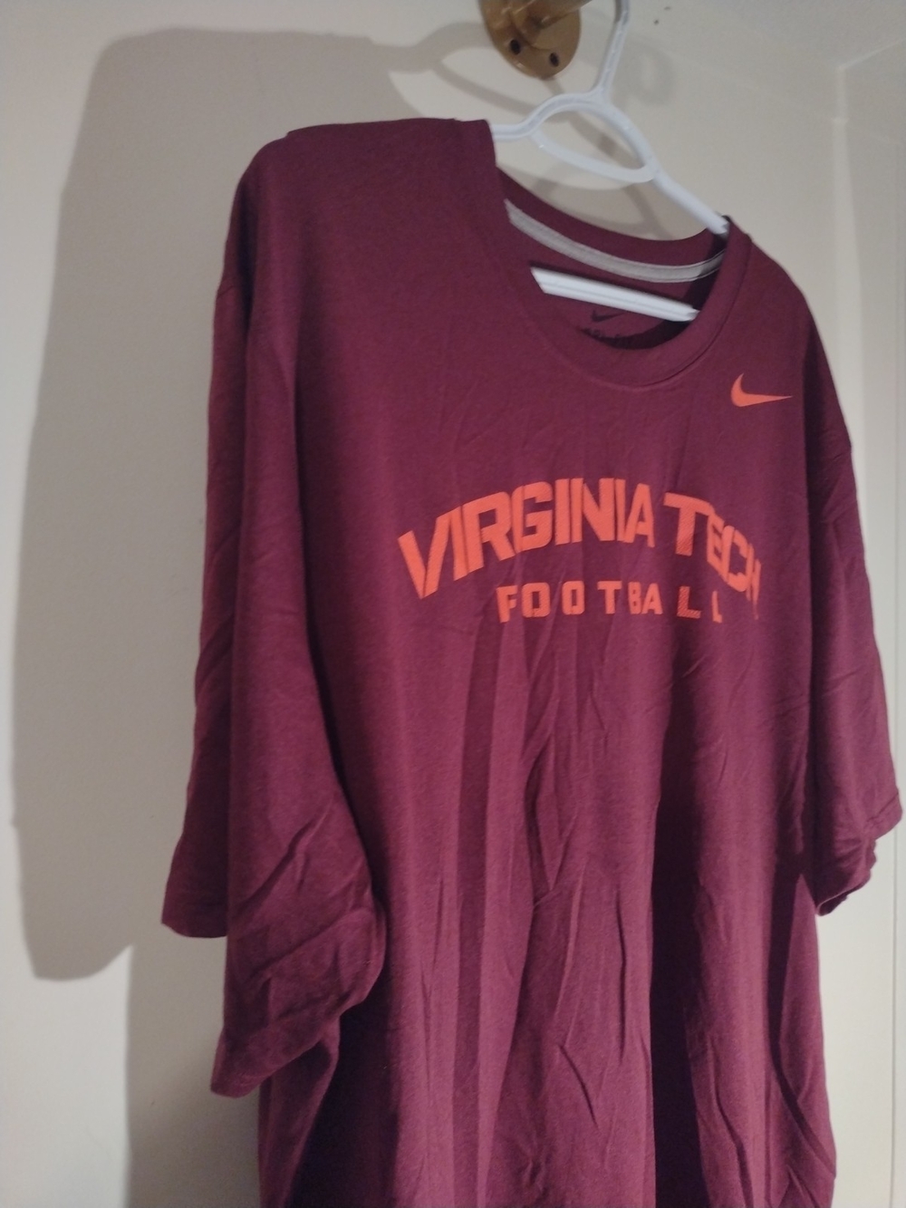Nike Maroon Virginia Tech Tee Large Virginia Tech Football Logo XXL DriFit
